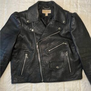 Michael Kors Black Leather Biker Jacket